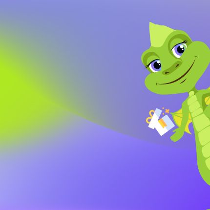 Фон карточки преимущества с драконом Стоматоша